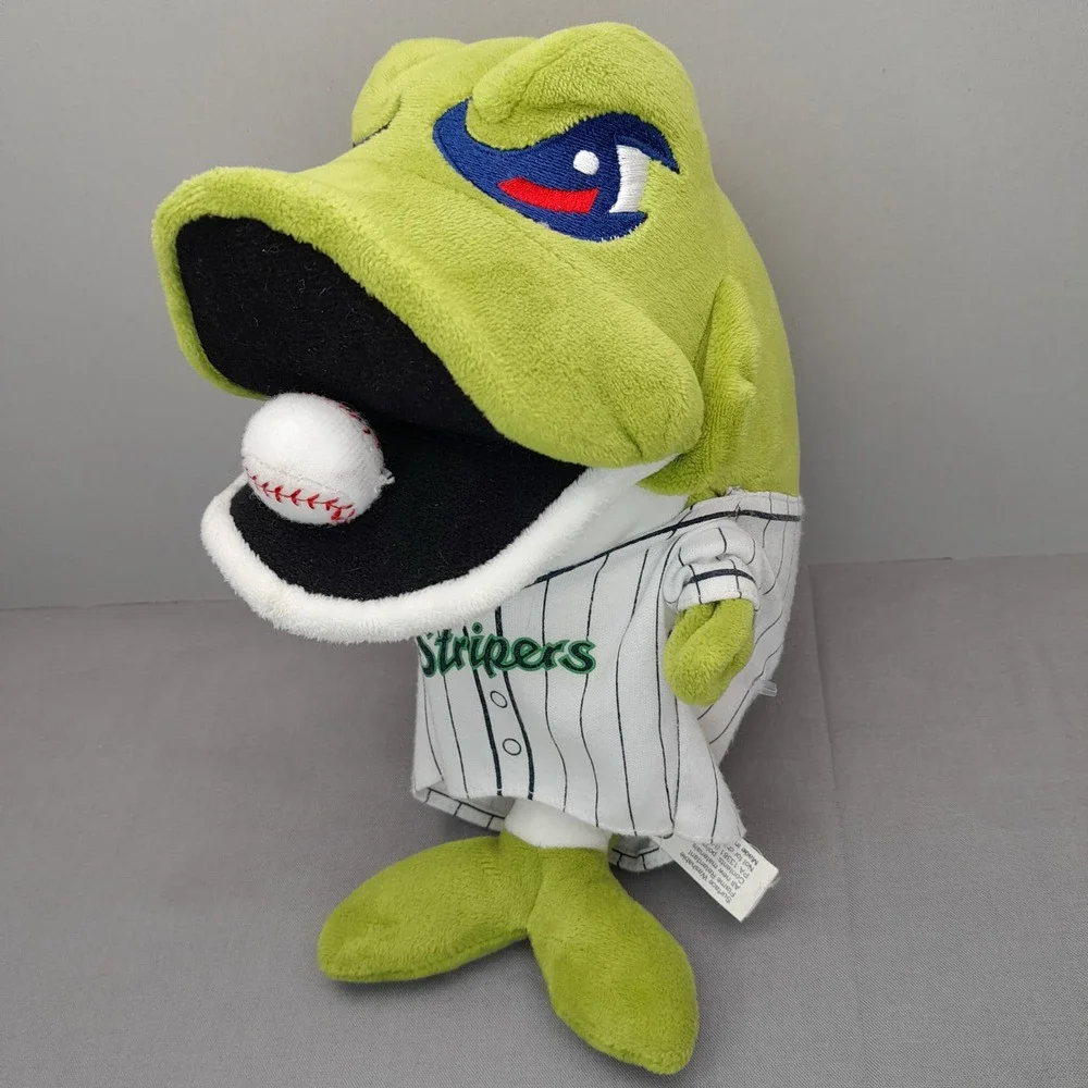 Gwinnett Stripers Chopper Mascot Plush Green Fish Baseball Mascot Factory 9in